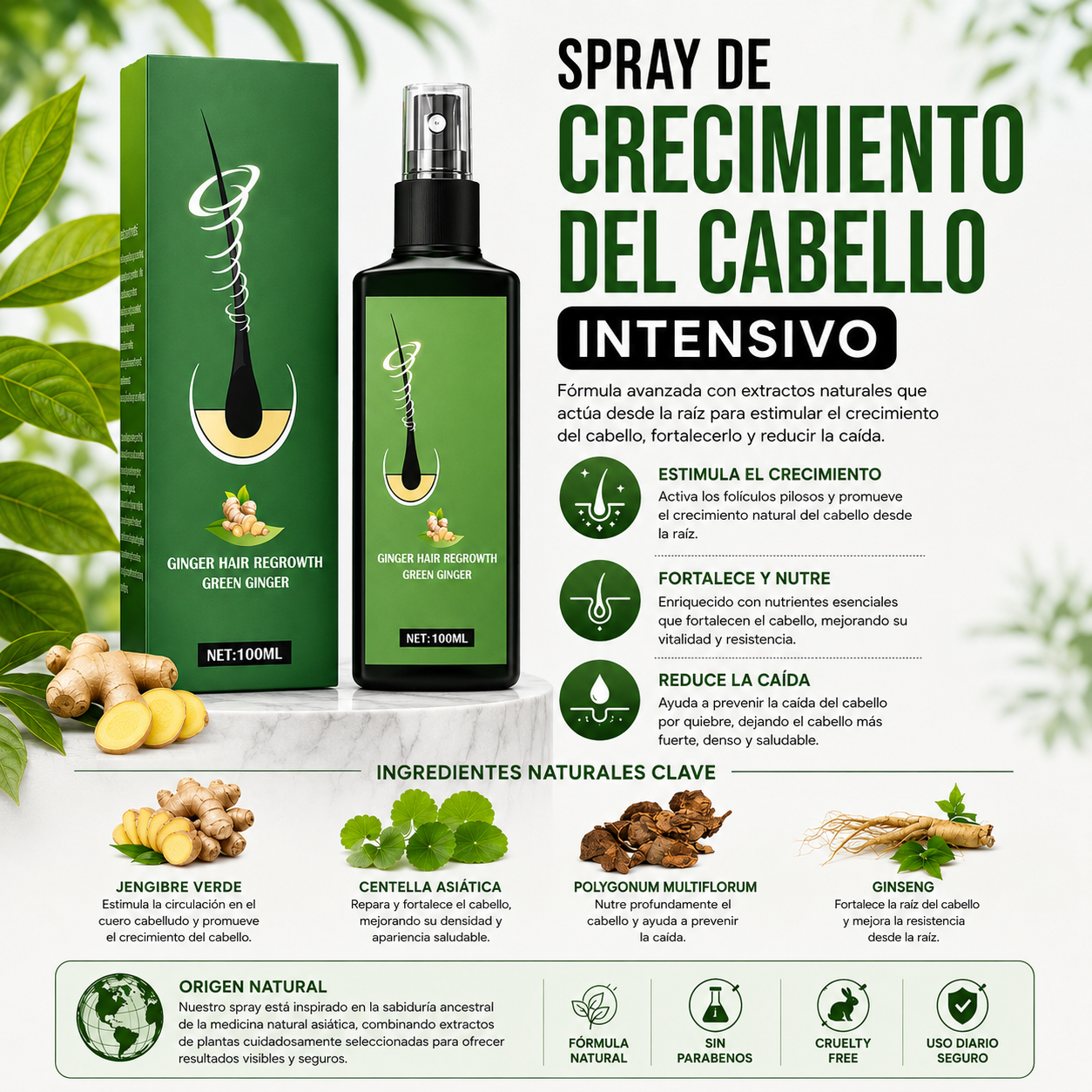 SPRAY DE CRECIMIENTO DEL CABELLO INTENSIVO